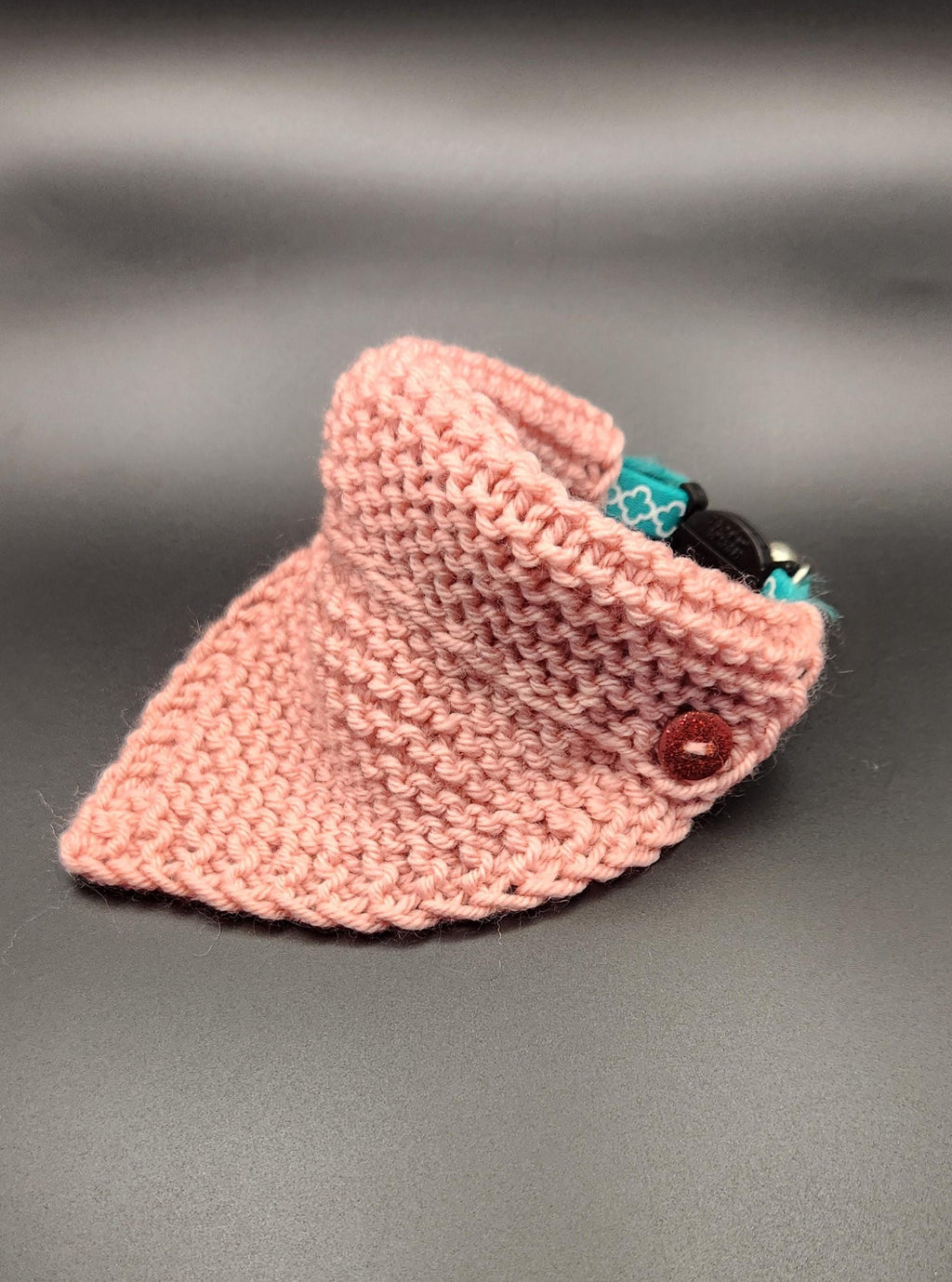 Valentine's small pet bandana, knit over-the-collar cat bandanna, handmade pink pet accessories
