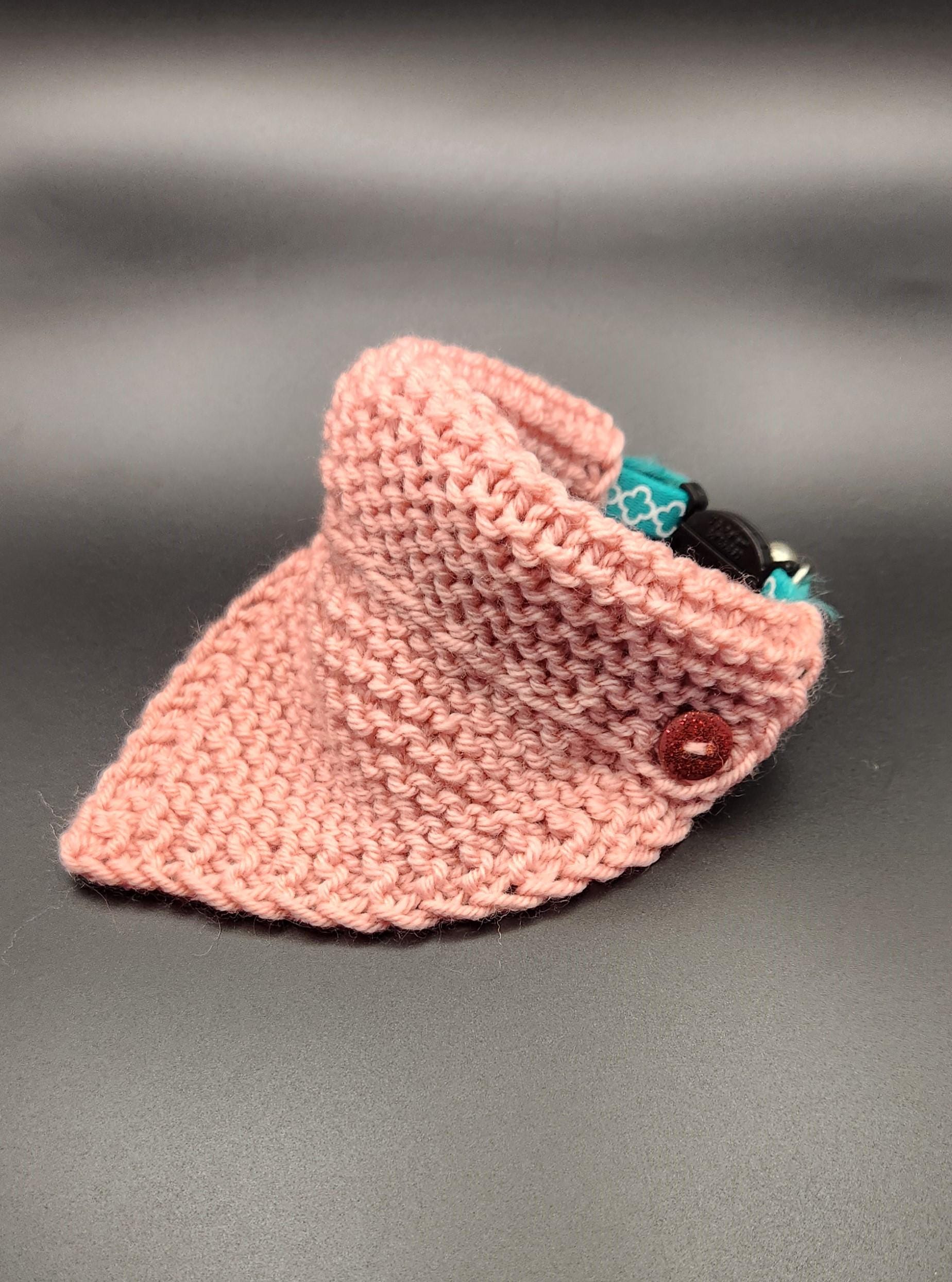 Valentine's small pet bandana, knit over-the-collar cat bandanna, handmade pink pet accessories