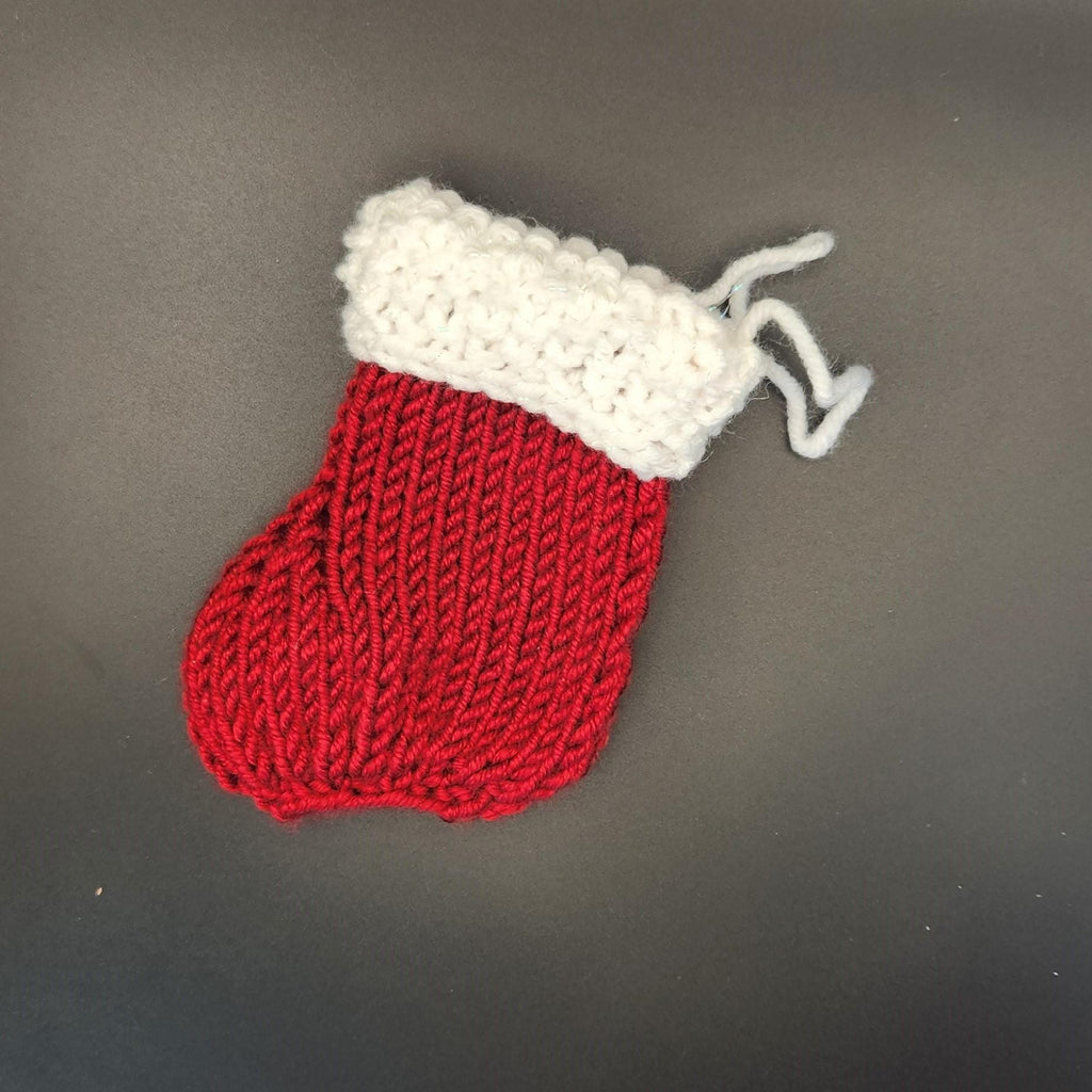 Christmas Knit Stocking Ornament: Sparkle White Acrylic, Gift Card Holder
