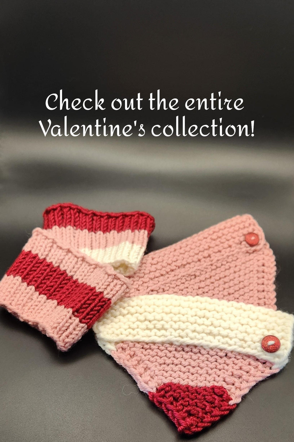 Valentine's small pet bandana, knit over-the-collar cat bandanna, handmade pink pet accessories