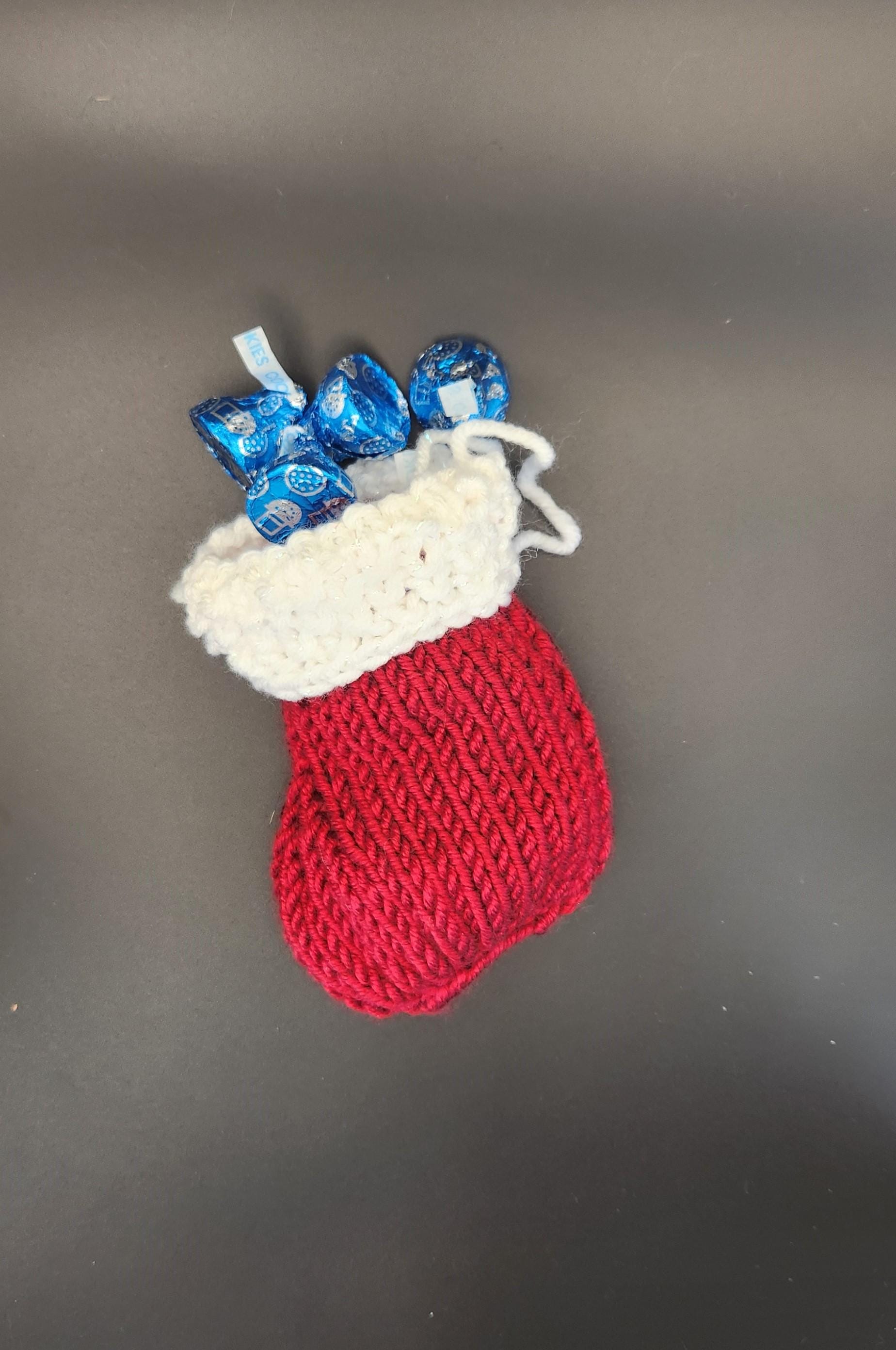 Christmas Knit Stocking Ornament: Sparkle White Acrylic, Gift Card Holder