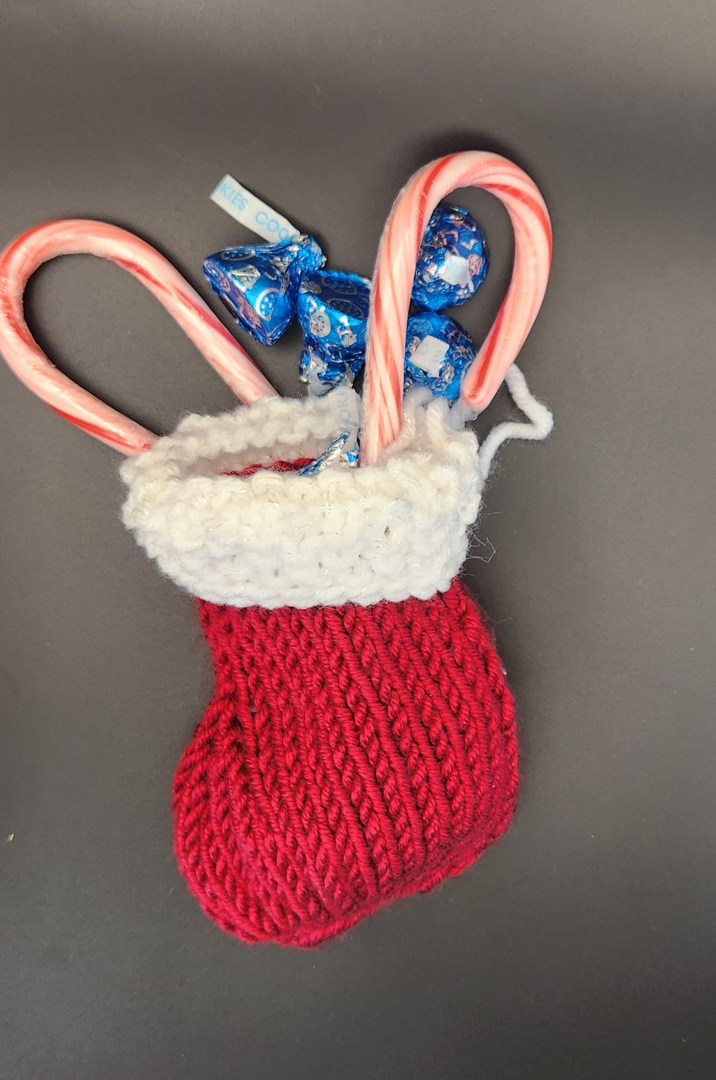 Christmas Knit Stocking Ornament: Sparkle White Acrylic, Gift Card Holder